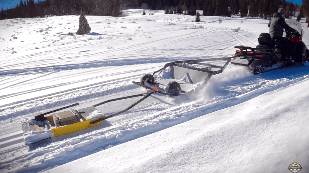 Skandic snow grooming leaving cross country ski tracks.