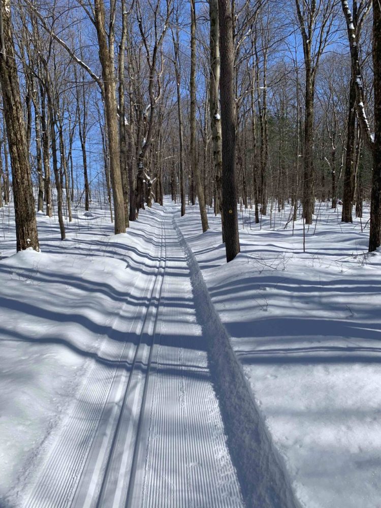 corduroy snow groomed classic and skate ski path